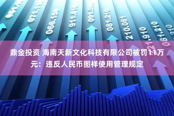 鼎金投资 海南天新文化科技有限公司被罚11万元：违反人民币图样使用管理规定