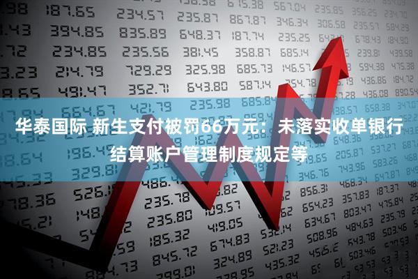 华泰国际 新生支付被罚66万元：未落实收单银行结算账户管理制度规定等